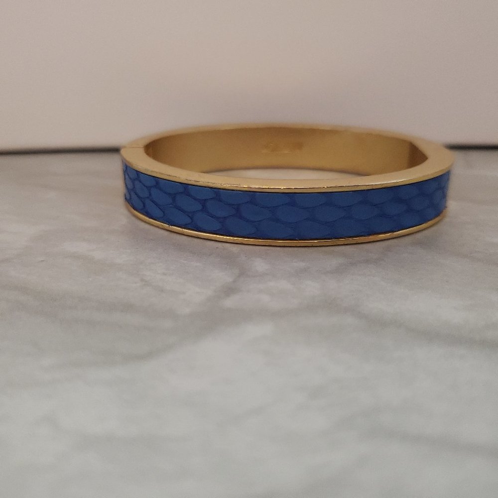J. Crew Blue and Gold Enamel Bangle Bracelet